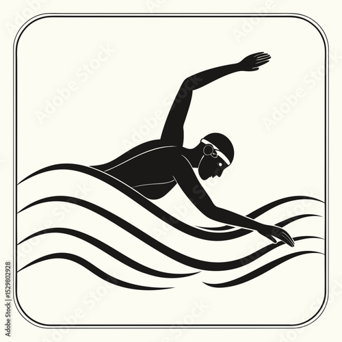 Swimmer silhouette freestyle stroke aquatic competition sport