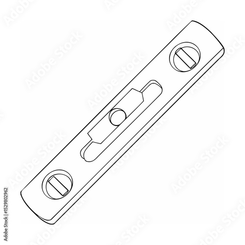 Detailed black and white outline illustration of a small metal or plastic cabinet latch