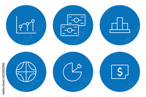 Financial profit line icon set. Money line  icon . Money management related icon set.