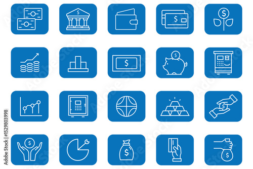 Financial profit line icon set. Money line  icon . Money management related icon set.