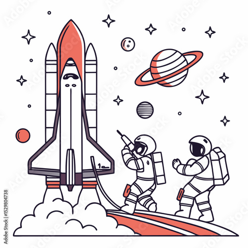 Astronauts preparing rocket launch space exploration adventure