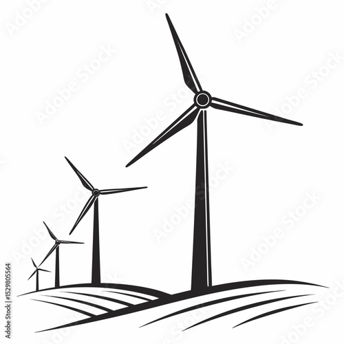 Wind turbines generating clean energy on rolling hills
