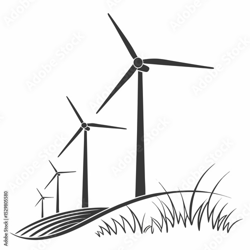 Wind turbines generating clean green energy sustainable power