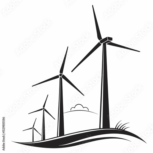 Wind turbines generating clean green energy sustainable power