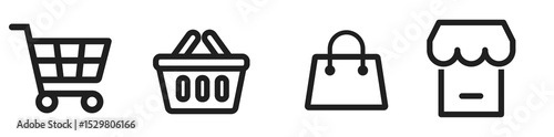 Shopping cart, basket icon set. Shopping basket icon set. Buy on market or supermarket. Shopping basket. store icon, Vector illustration

