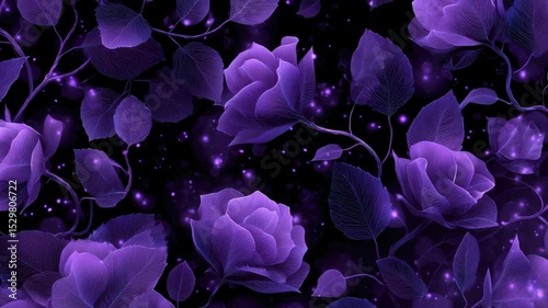 Purple rose floral pattern on dark background