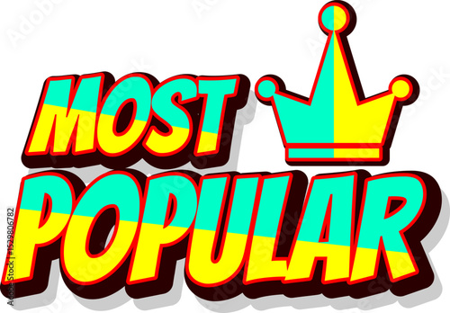 Most popular banner with crown. advertising round sticker with thumb up and crown. Vector on transparent background