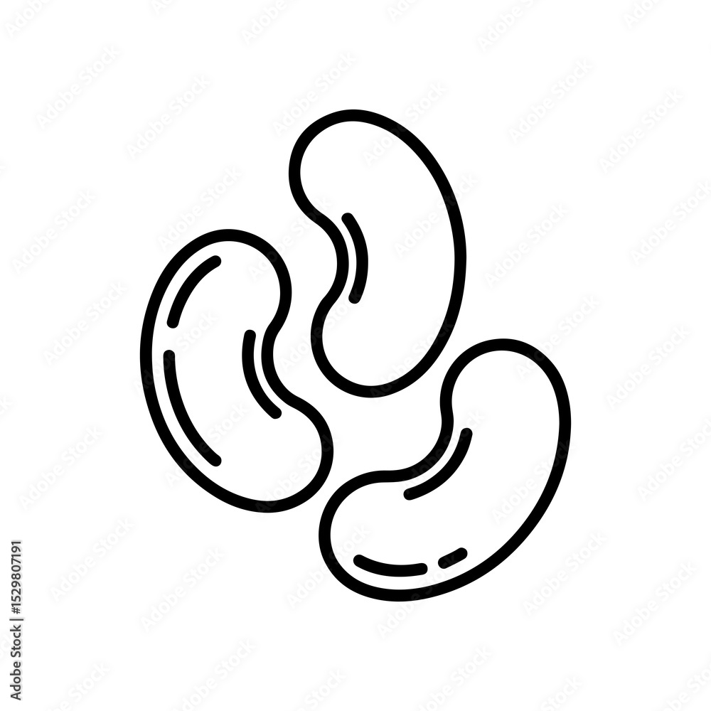 Fototapeta premium Three kidney beans line art icon illustration