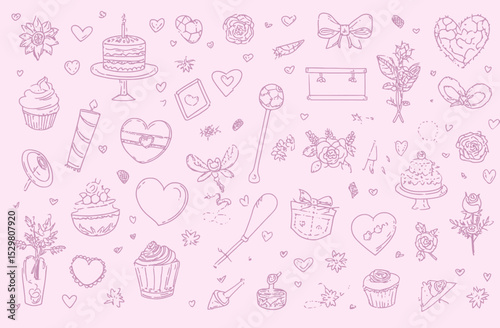 Whimsical Line Art Valentine's Day Illustrations A Collection of Cute Hand-Drawn Designs