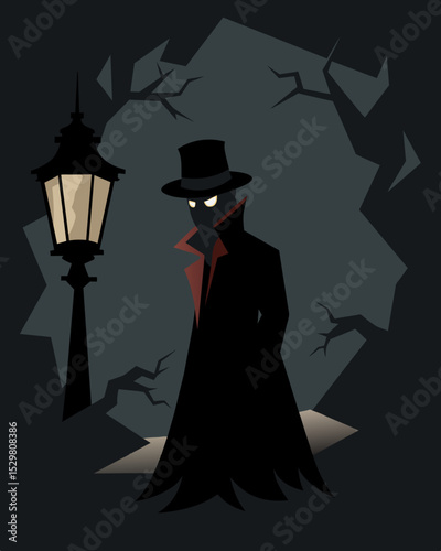 The eerie silence was broken only by the occasional flicker of the gaslight casting shadows that seemed to move and twist on their own.. Vector illustration