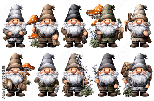 Adorable Gnome Illustrations Cute Cartoon Garden Gnomes Sticker Set