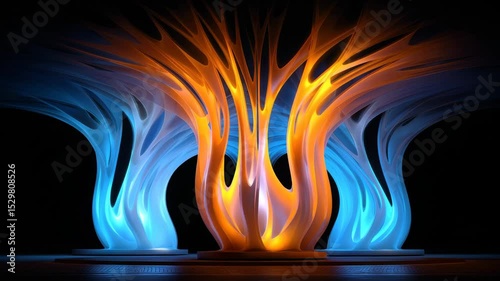 Abstract architectural structure with vibrant colors