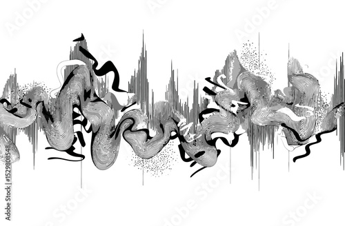 Abstract Dynamic Lines Monochrome Wave Illustration
