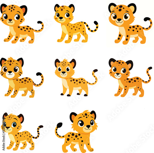 set of tiger  cub vector illustration