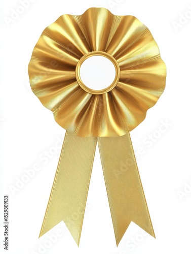PNG. Golden award ribbon with rosette