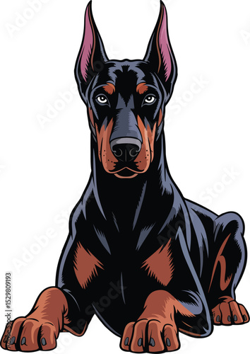 Cute Dobermann Dog Vector