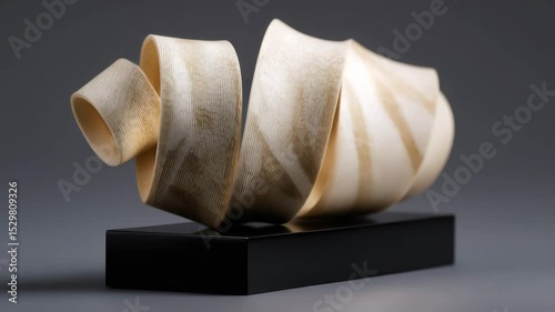 Abstract wooden sculpture on a pedestal