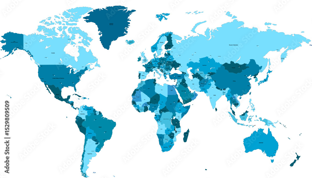 Fototapeta premium World map. Color modern vector map. Silhouette map