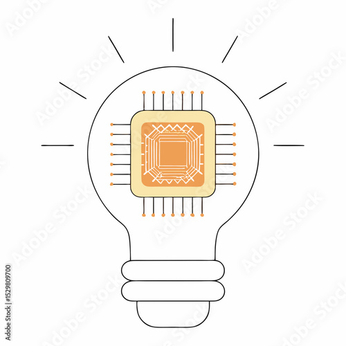 Lightbulb containing a microchip design illustration