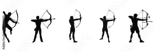 set of men's archery silhouette