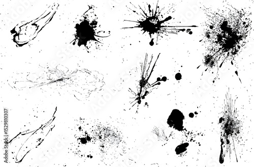Vector Collection of Artistic Ink Splatter and Drip Effects