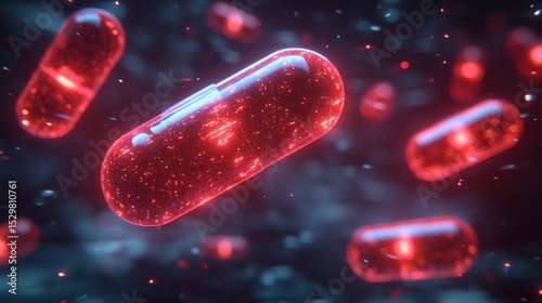 Red glowing pills