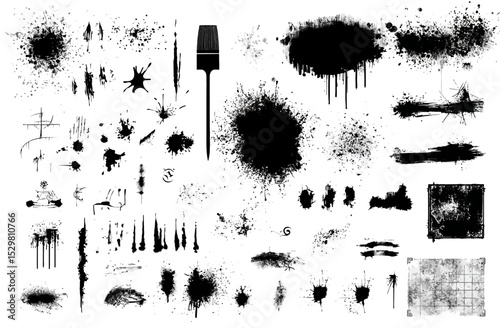 Extensive Collection of Black Ink Splatter and Brush Stroke Vector Graphics