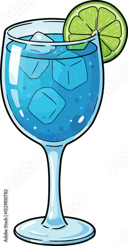 Refreshing Summer Drink with Lime Garnish in a Glass