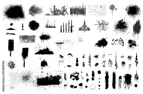 Extensive Collection of Black Ink Splatter and Grunge Textures High-Resolution EPS Vector Graphics