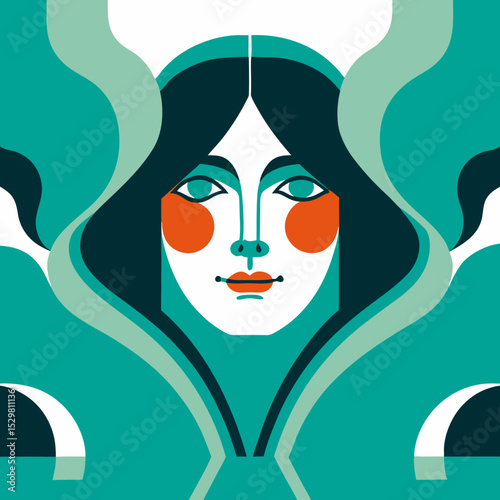 Stylized portrait of a woman with teal and orange hues