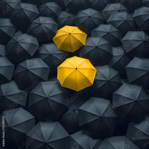 yellow umbrella on black
