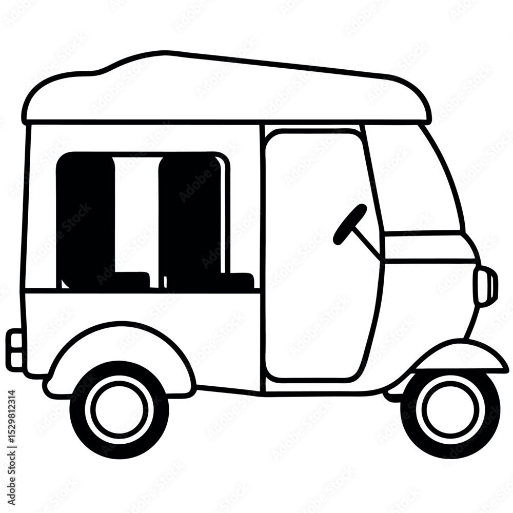 Obraz premium Black and White Vector Tuk Taxi Illustration thailand