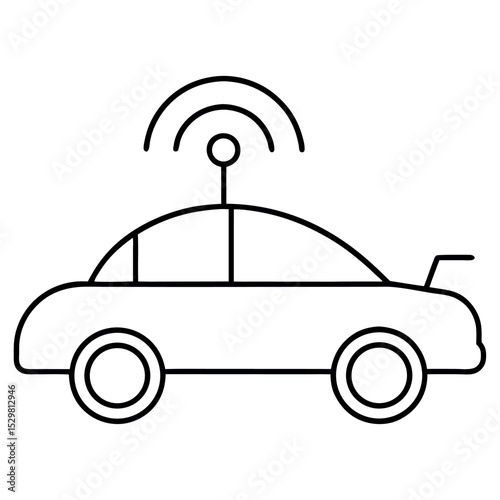 Black Line Art Autonomous Car Wireless Signal self driving car