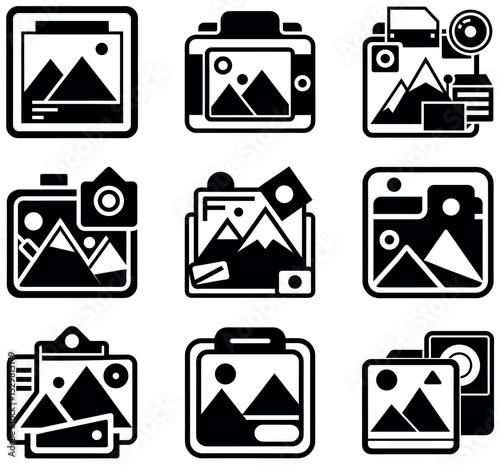 Photography and Camera Icon Set - Photo Gallery Vector Symbols