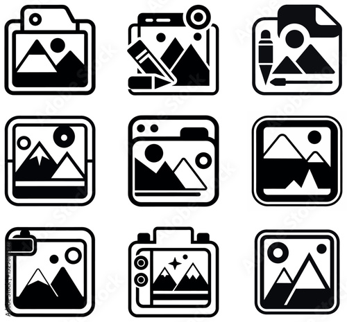 Photography and Camera Icon Set - Photo Gallery Vector Symbols