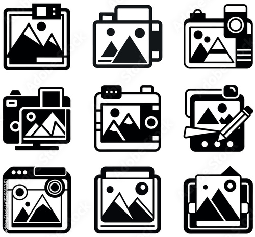 Photography and Camera Icon Set - Photo Gallery Vector Symbols