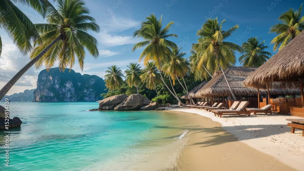 Tropical Lagoon and Swaying Coconut Palms: A Beautiful Beach Paradise in Koh Tao, Thailand