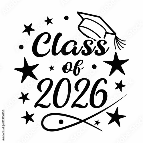 Class of 2026 graduation design stars cap