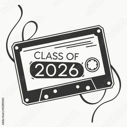 Class of 2026 cassette tape graduation design retro vintage