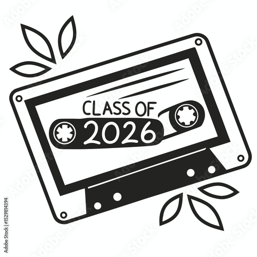 Class of 2026 graduation cassette tape design retro vintage