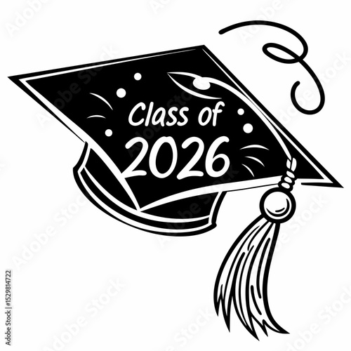 Class of 2026 graduation cap design element transparent png