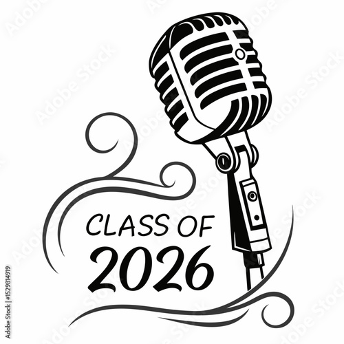 Class of 2026 retro microphone graduation design