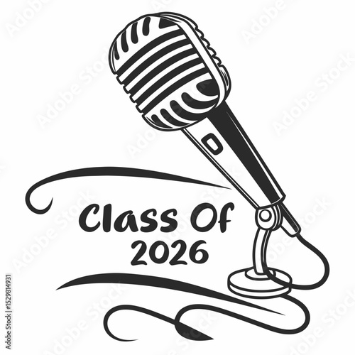 Class of 2026 graduation retro microphone design