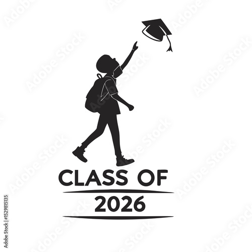 Graduate silhouette throwing cap class of 2026