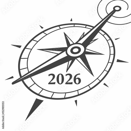 Compass pointing to 2026 new year goals planning future direction navigation travel journey