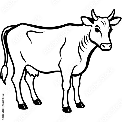 Minimalist Cattle Vector on White Background
