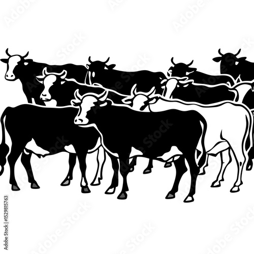 Minimalist Cattle Vector on White Background