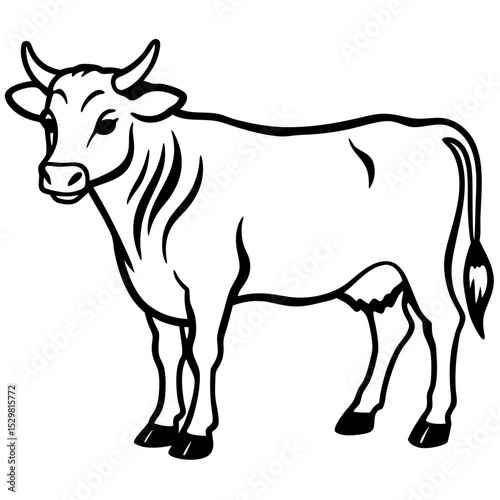 Minimalist Cattle Vector on White Background