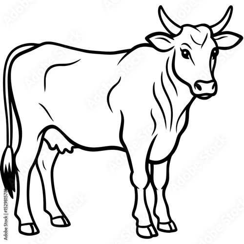 Minimalist Cattle Vector on White Background