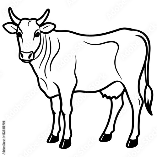 Minimalist Cattle Vector on White Background